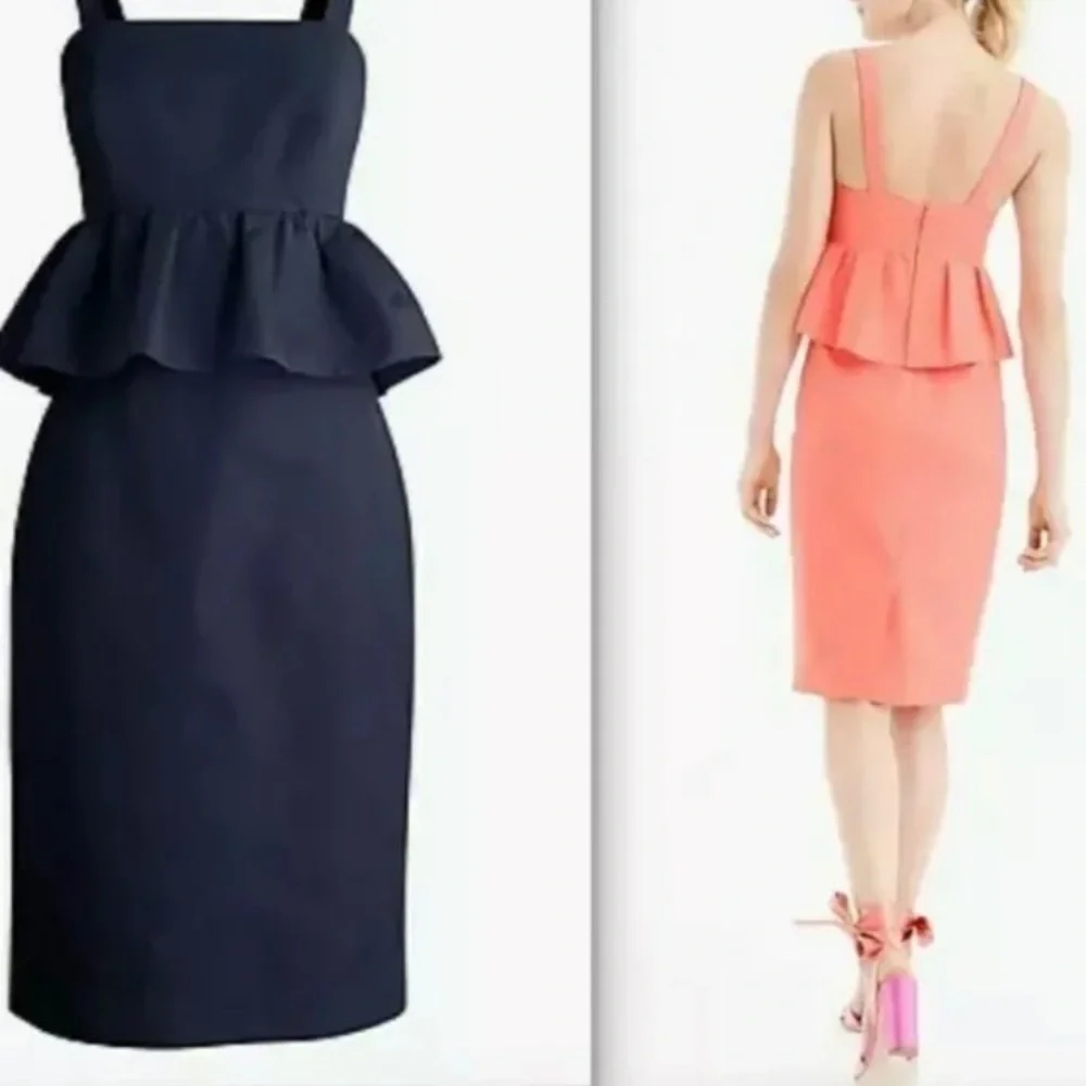 J. Crew Coral Peplum Waist Dress knee Length 2